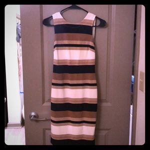 Banana Republic Black, Cream & Gold striped dress
